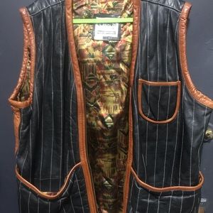 🔥 AUTHENTIC 100% LEATHER VEST TRIBLE PRINT WITH OVERSIZED POCKETS PREOWNED